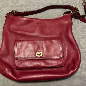Coach C1376-22381 Burgundy Wine Leather Satchel Detachable Strap Shoulder Bag